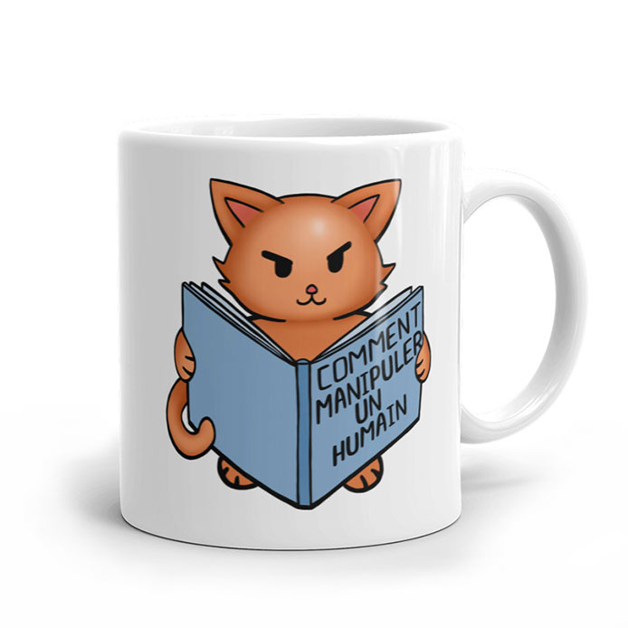 Un cadeau original de mug avec un dessin de chat
