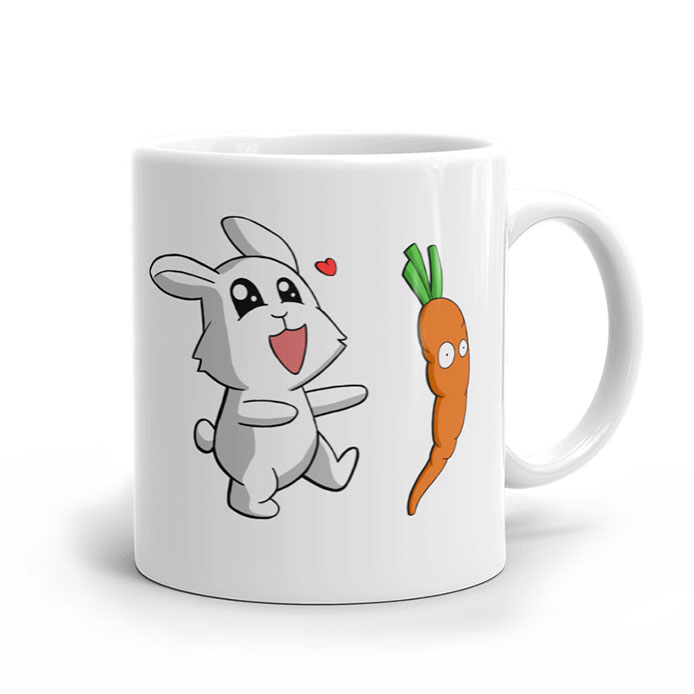 Un lapin rigolo et une carotte amusante