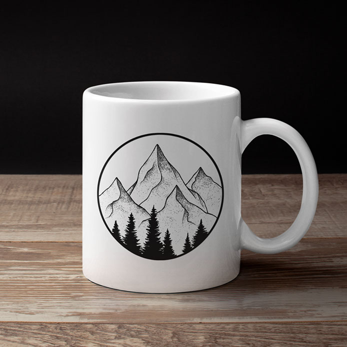 Motif montagne sur un mug